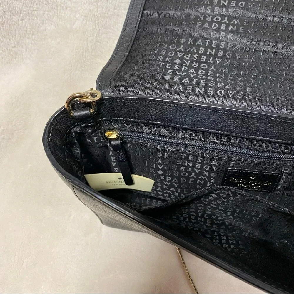 Kate Spade Jill Longacre Couth Black Leather Shoulder‎ Bag Handbag Chain Strap
